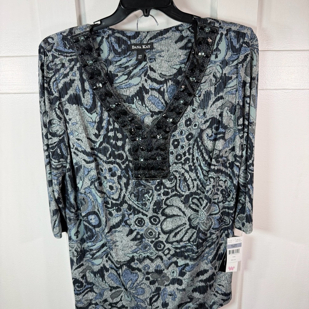 Dana Kay 16W Black Pants Style 19714 2 Piece Set Washable